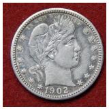 1902 Barber Silver Quarter