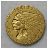 1915 $2.50 US Indian Gold Coin
