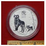 2022 Australia Tiger 2oz .999 Silver Bullion