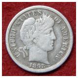 1898 S Barber Silver Dime