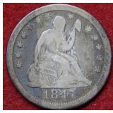1847 O Seated Liberty Silver Quarter - no motto