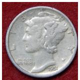1931 S Mercury Silver Dime