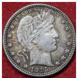 1915 D Barber Silver Quarter