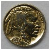 1937 Buffalo Nickel - gold plated
