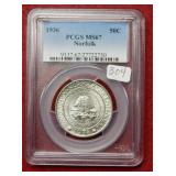 1936 Norfolk Silver Commemorative Half PCGS MS67