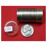 1/2 Roll (20 coins) 1957 P Jefferson Nickels