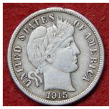 1915 S Barber Silver Dime