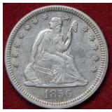 1856 Seated Liberty Silver Quarter - no motto