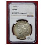 1923 S Peace Silver Dollar NGC MS63