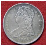1838 Bust Silver Half - reeded edge