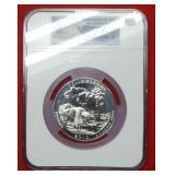 2010 5oz Silver Yellowstone Quarter NGC GEM UNC
