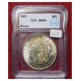 1921 Morgan Silver Dollar ICG MS64