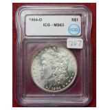 1904 O Morgan Silver Dollar ICG MS63