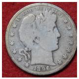 1896 S Barber Silver Half