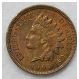 1907 Indian Head Cent - red & brown
