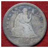 1856 S Seated Liberty Silver Quarter