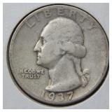 1937 D Washington Silver Quarter