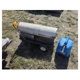 Kerosene heater; blue can