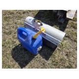 Kerosene heater; blue can