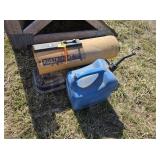 Kerosene heater; blue can