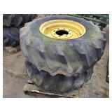 Pair 18.4-26 tires on rims