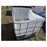 Poly tote, lid cut off w/ cage