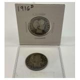 Two United States Quarter Dollars: 1893 and 1916