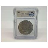 1887 Morgan Silver Dollar ICG MS63