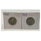 1925 & 1929 Standing Liberty Quarters