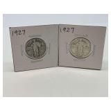 Pair of 1927 Standing Liberty Quarters