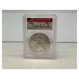 2020 PCGS MS70 Silver Eagle First Day of Issue Signed by Jim Reed