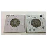 1926-P and 1927 Standing Liberty Quarter Coins
