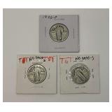 Lot of Three Standing Liberty Quarter Coins - 1926-P and Two No Date