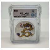 2024 Australia Year of the Dragon $1 Silver Coin ICG MS69