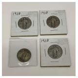1928 Standing Liberty Quarter Coins - Lot of 4