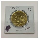1922 D Gold Plated Peace Dollar