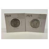 Two 1925 Standing Liberty Quarter Coins