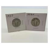 Two 1927 Standing Liberty Quarter Coin