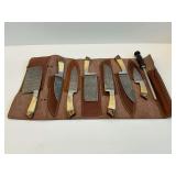 New - Handmade Damascus Steel Kitchen Knife Set with Bone Handles