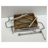 Box of Various Wrenches including Challenger and McKaig-Hatch