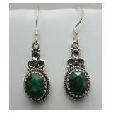 Sterling Silver Emerald Dangle Earrings