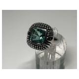 Sterling Silver Ring with Green Stone...Size 8