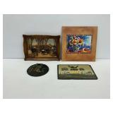 Assorted Wall Art: Framed Relief, Slate Art, Bird Art and Sunflower Print