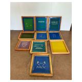 Ten Wooden Framed Silk Screen Printing Screens