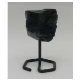 Obsidian Specimen on Metal Stand
