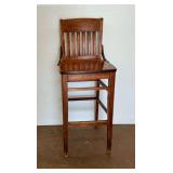 Vintage Wooden Barstool with Backrest