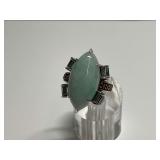 Sterling Silver Green Jade, Multi Garnet & CZ Gemstone Ring...Size 7