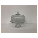 Glass Cake Stand with Ribbed Dome Lid