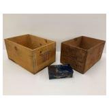Lot of Vintage Advertising Crates and First Aid Kit
