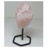 Rose Quartz Specimen on Metal Stand..about 6 in. tall